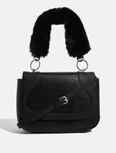 Load image into Gallery viewer, Tasmin Black Croc Shoulder Bag