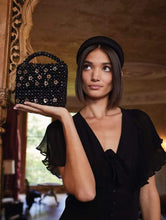 Load image into Gallery viewer, Daisy Noir Beaded Tote Bag