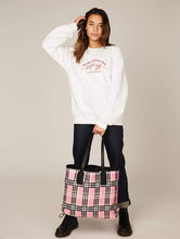 Load image into Gallery viewer, Reversible Pink Check & Black Heiress Tote Bag