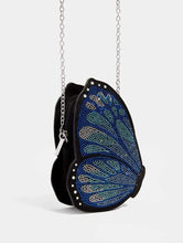 Load image into Gallery viewer, Blue Butterfly Diamante Cross Body Bag