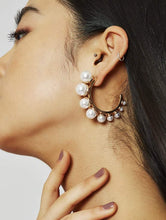 Load image into Gallery viewer, Pearl Hoop Earrings
