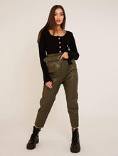 Load image into Gallery viewer, Daisy Button Black Rib Cardigan
