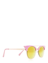 Load image into Gallery viewer, Ava Pink Flock Aviator Kitten Sunglasses
