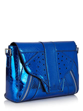 Load image into Gallery viewer, Blue Croc Lemur Cross Body Bag
