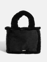 Load image into Gallery viewer, Sampson Black Suede Faux Fur Tote Bag
