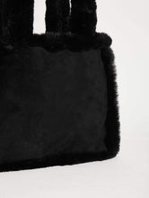 Load image into Gallery viewer, Sampson Black Suede Faux Fur Tote Bag
