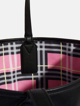 Load image into Gallery viewer, Reversible Pink Check &amp; Black Heiress Tote Bag
