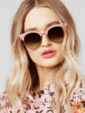 Load image into Gallery viewer, Ava Pink Flock Aviator Kitten Sunglasses
