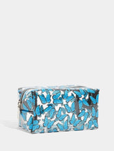 Load image into Gallery viewer, Blue Butterfly Glitter Makeup Bag
