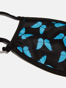 2 Pack Face Covering in Butterfly Print & Black