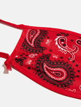 Load image into Gallery viewer, 2 Pack Face Covering in Red Bandana Print &amp; Black
