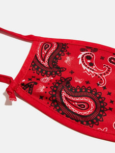 2 Pack Face Covering in Red Bandana Print & Black