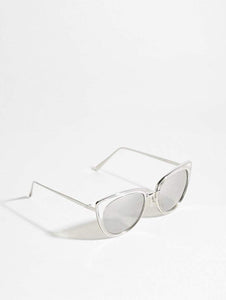 Abby Clear Silver Frame Kitten Sunglasses