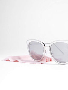 Abby Clear Silver Frame Kitten Sunglasses